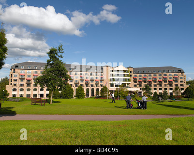 Celtic Manor Resort. Venue of  2010 Ryder Cup Golf  Tournament. Golfers on tee. Stock Photo