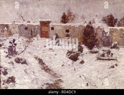 fine arts, Rohlfs, Christian (1849 - 1938), painting, 'Graveyard in the Snow' ('Friedhof im Schnee'), Osthaus Museum, Hagen Stock Photo
