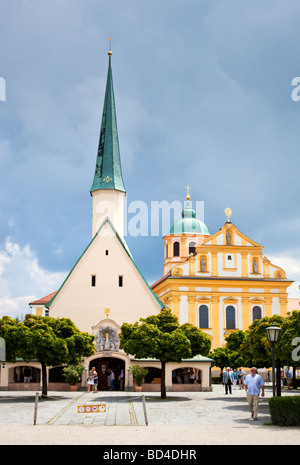 Altotting Bavaria Germany Europe - Chapel of the Miraculous Image and Church of St Magdalene in Kapellplatz Square Stock Photo