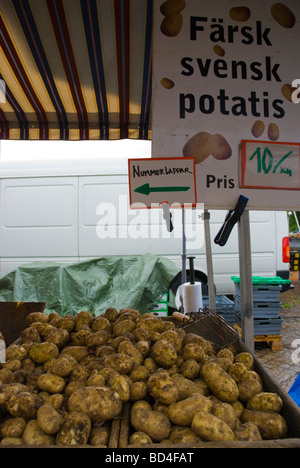 Fresh potatoes for sale at Kungstorget square in Gothenburg Sweden Europe Stock Photo