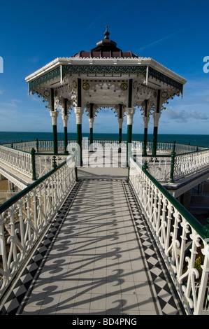 The newly restored Victorian seafront bandstand at Brighton, Sussex. The ornate bandstand was built in 1884 and cost £1m to fix. Stock Photo