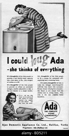 Ada washing machine tub advert from 1952 Stock Photo