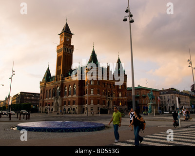 Downtown Helsingborg, with City Hall in the background. Stock Photo