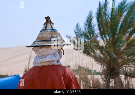 Libya Sahara desert a Libyan man in the Ubari lakes area Stock Photo