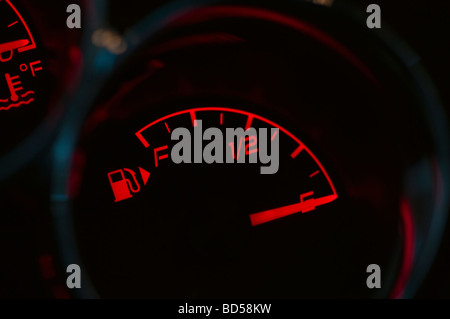 Gas gauge in a car Stock Photo