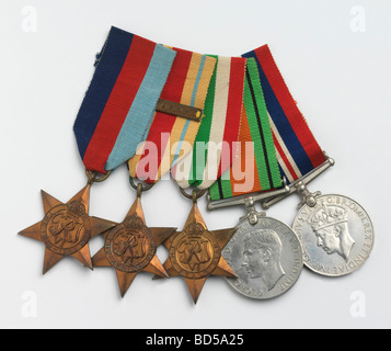 British and Commonwealth campaign medals and ribbons from service in the second world war Stock Photo