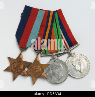 Campaign medals awarded to British and Commonwealth servicemen for active duty in the Far East during the second world war. Stock Photo