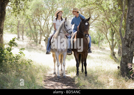 A couple riding horses Stock Photo