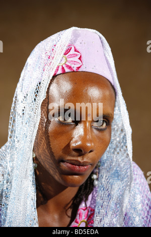 Woman, portrait, Mbororo ethnic group, Bamenda, Cameroon, Africa Stock Photo