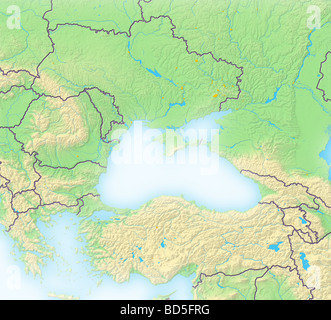 Black Sea, shaded relief map. Stock Photo
