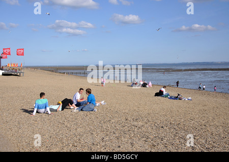 Beach and promenade view, Southend-on-Sea, Essex, England, United Kingdom Stock Photo