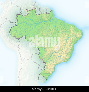 Brazil, shaded relief map. Stock Photo