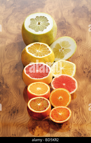 Citrus fruits, Pomelos or Pummelos, Blood Oranges, Oranges, Uglis and Grapefruit Stock Photo