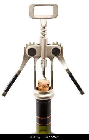 The corkscrew opens a bottle Stock Photo