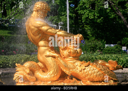 Close-up of the Triton Fountain at Peterhof in Saint Peterburg, Russia Stock Photo
