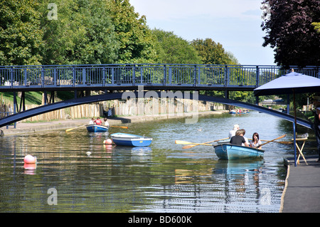 Boating on the Royal Military Canal, Hythe, Kent, England, United Kingdom Stock Photo