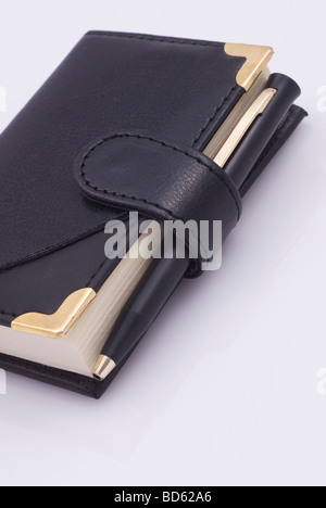 Black leather business organizer Stock Photo