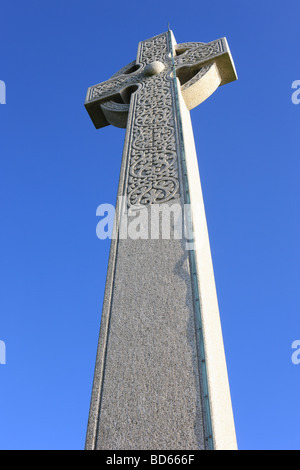 Monument to Lord Tennyson the poet, on the cliff top at Freshwater Isle of Wight , lived nearby and walked on the downs. Stock Photo