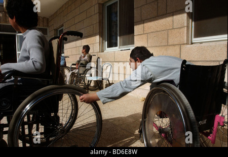 AZZARIYA WEST BANK MARCH 5 Mentally disabled autistic and physically handicapped Palestinians and others who have no family or Stock Photo
