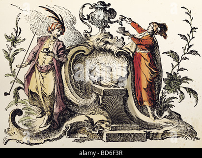 fine arts, Nilson, Johannes Esaias (1721 - 1788), graphic, 'Turkish Couple enjoying Coffee', copper engraving, Augsburg, Germ Stock Photo