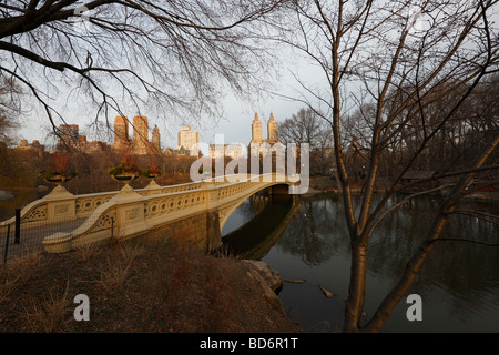 Bow Bridge in Central Park New York on a winter day Stock Photo