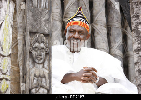 Fon Abumbi II, ruler and judge, chief farmstead, Bafut, West Cameroon, Cameroon, Africa Stock Photo