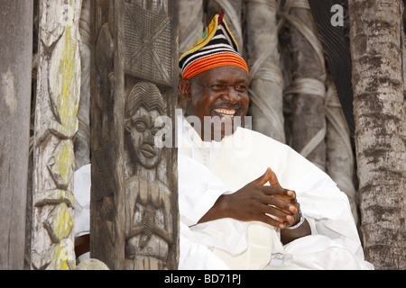 Fon Abumbi II, ruler and judge, chief farmstead, Bafut, West Cameroon, Cameroon, Africa Stock Photo