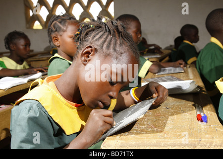 Girls in uniform during lessons, Mora, Cameroon, Africa Stock Photo