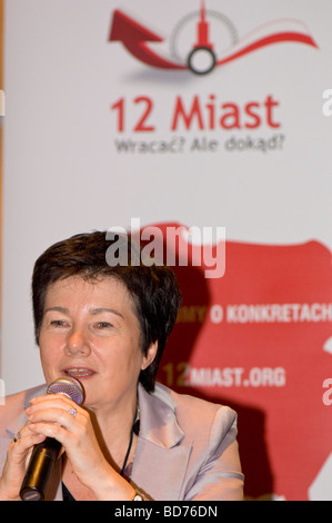 Mayor of  Warsaw Ms Hanna Gronkiewicz Waltz talks to Polish expats community in UK organized by Poland Street at Hotel Novotel Stock Photo