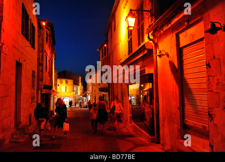 Late night shoppers in the resort town of St Martin de Re Stock Photo
