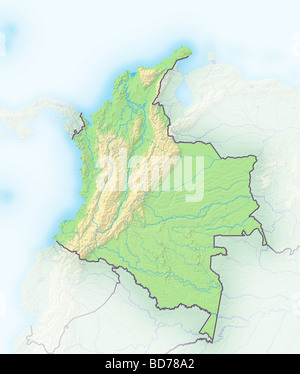 Colombia, shaded relief map. Stock Photo