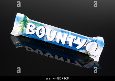 Bounty Chocolate Bar On Black Background Shot In Studio Stock Photo
