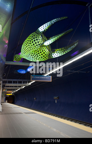 Beacon Hill Station Tunnel Sound Transit Link Light Rail, Seattle, Washington. Stock Photo