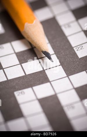 Pencil and crosswords puzzle Stock Photo