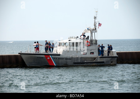 US Coast Guard ship moored at Sodus Bay, NY USA. Stock Photo