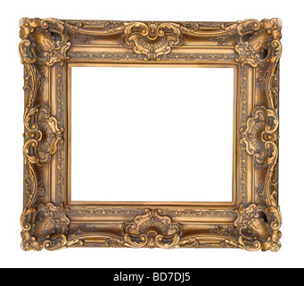 Antique gold frame isolated over a white background Stock Photo