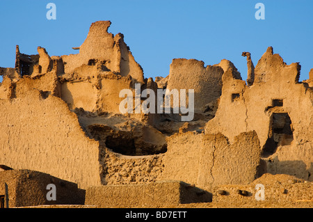 The ancient fortress of Siwa, known as Shali Ghadi built on natural rock and made of kershif salt and mud-brick in Siwa oasis Western desert Egypt Stock Photo