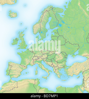 Europe, shaded relief map. Stock Photo