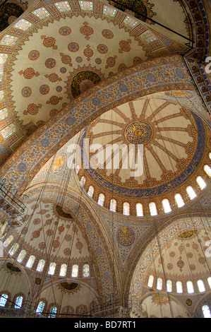 Domed ceiling of the Blue Mosque Stock Photo