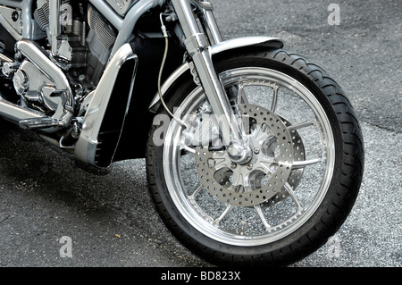 Front Tire and Detail 2003 Harley Davidson VRod Motorcycle Stock Photo