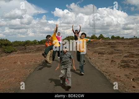 Teenagers having fun on the way of Wilson point , India. Stock Photo