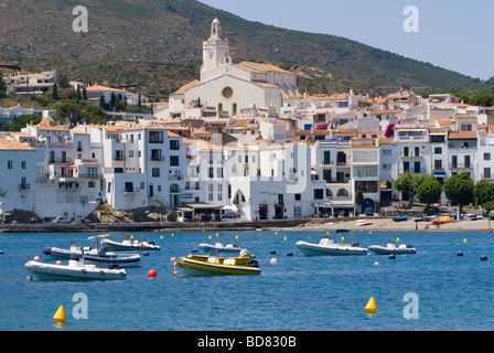 The Beautiful Waterfront Town of Cadaques in the Costa Brava Catelonia Mediterranean Cap de Creus Peninsula Spain Espana Stock Photo