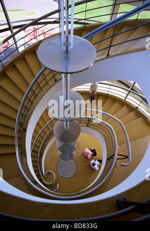 Spiral Staircase in the De La Warr Pavillion on the seafront of Bexhill on Sea East Sussex Stock Photo