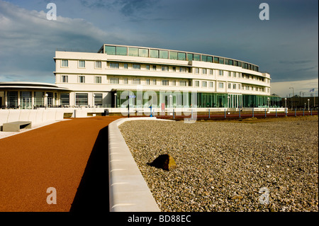 Curved west façade of Midland Hotel in Morecambe. UK Stock Photo