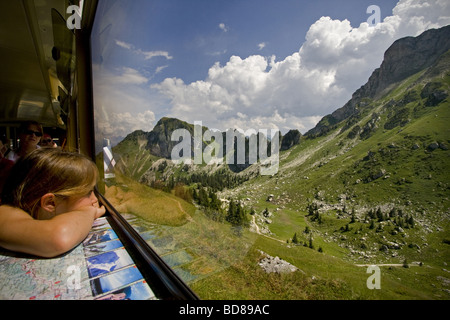 Train by Rochers de Naye Montreaux Switzerland Stock Photo