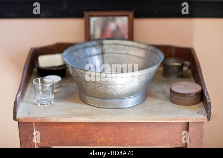 19th Century, Wash Table Basin. Lower Fort Garry National Historic Site, Manitoba, Canada. Stock Photo