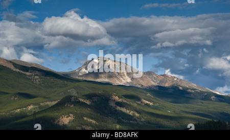 Sunlit mountain peak in Jasper National Park Stock Photo