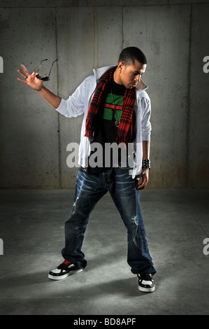 African American hip hop dancer performing Stock Photo