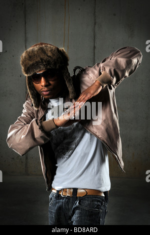 African American hip hop dancer performing Stock Photo