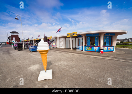 Parade of Shops and Coastguard Tower at Littlehampton West Sussex UK, 09 August 2009 Stock Photo